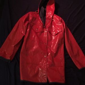 Vintage red rain coat